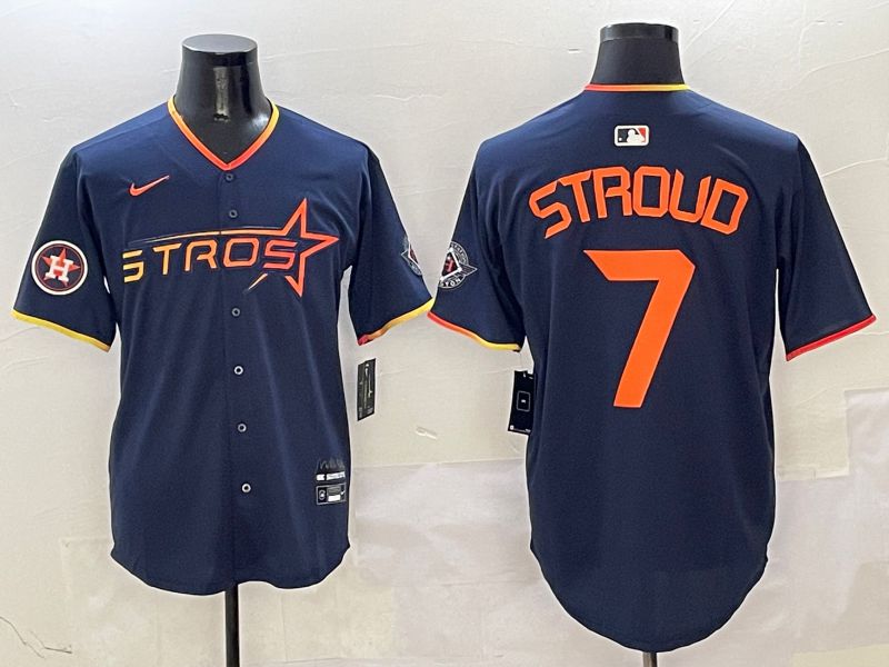Men Houston Astros #7 Stroud Blue three generations Joint Name Nike 2025 MLB Jersey style 10